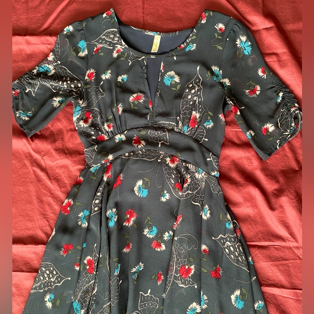 Free people navy blue butterfly floral dress - Picture 13 of 13